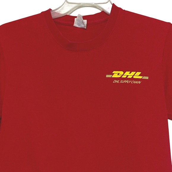 DHL Supply‎ Chain Mens T-Shirt S Red Project Delta Blues Logistics Business Work
